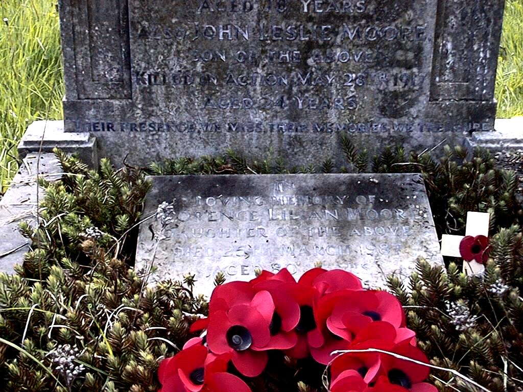 The Moore family grave is St. Mary's Westwood Churchyard