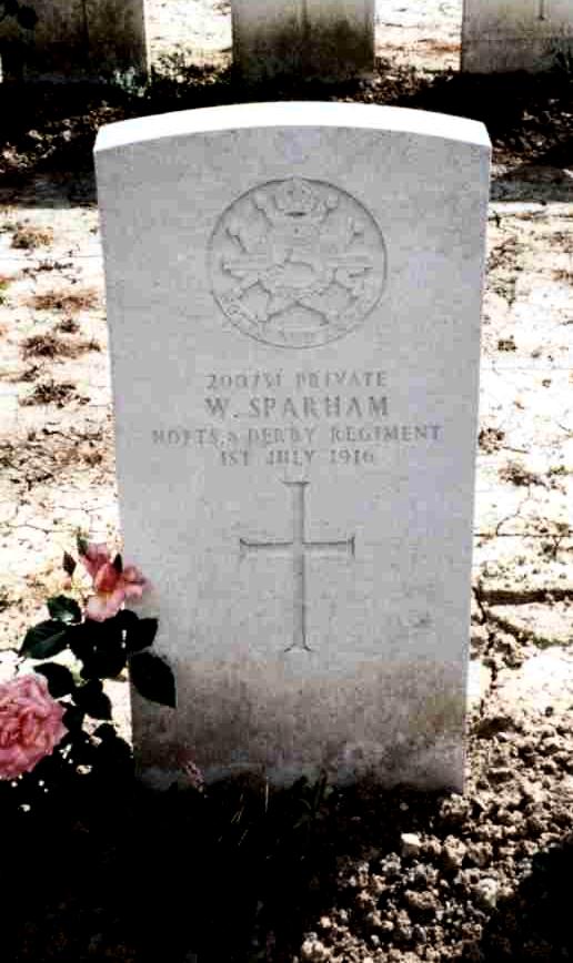 The grave of Private William Sparham at Foncquevillers